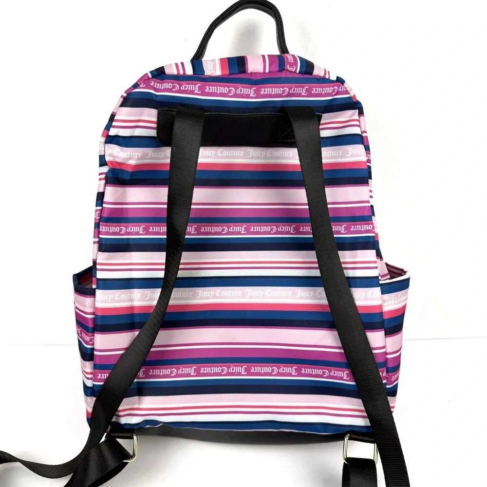 Juicy Couture‎ Wild Heart Striped Squad Backpack Nylon Medium Handbag New
